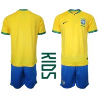 Brasil Fotballklær Hjemmedraktsett Barn VM 2022 Kortermet (+ korte bukser)